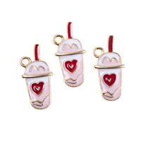 10 Pieces Cartoon Style Cup Heart Shape Alloy Enamel Pendant Jewelry Accessories main image 4