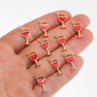 10 Pieces Simple Style Wine Glass Alloy Enamel Pendant Jewelry Accessories main image 3