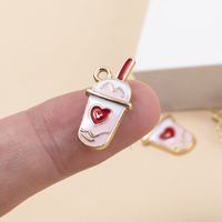 10 Pieces Cartoon Style Cup Heart Shape Alloy Enamel Pendant Jewelry Accessories main image 3