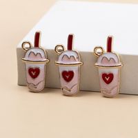 10 Pieces Cartoon Style Cup Heart Shape Alloy Enamel Pendant Jewelry Accessories main image 2