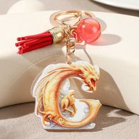 Casual Simple Style Letter Dragon Arylic 3d Print Tassel Plating Gold Plated Bag Pendant Keychain main image 5