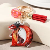 Casual Simple Style Letter Dragon Arylic 3d Print Tassel Plating Gold Plated Bag Pendant Keychain main image 6