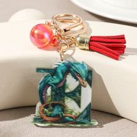 Casual Simple Style Letter Dragon Arylic 3d Print Tassel Plating Gold Plated Bag Pendant Keychain main image 7