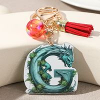 Casual Simple Style Letter Dragon Arylic 3d Print Tassel Plating Gold Plated Bag Pendant Keychain main image 9
