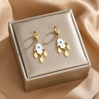 1 Pair Retro Eye Plating Inlay 304 Stainless Steel Resin Shell 18K Gold Plated Drop Earrings main image 3