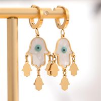 1 Pair Retro Eye Plating Inlay 304 Stainless Steel Resin Shell 18K Gold Plated Drop Earrings main image 1
