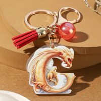 Casual Simple Style Letter Dragon Arylic 3d Print Tassel Plating Gold Plated Bag Pendant Keychain sku image 3