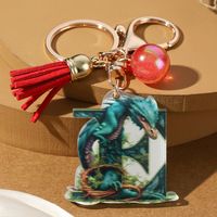 Casual Simple Style Letter Dragon Arylic 3d Print Tassel Plating Gold Plated Bag Pendant Keychain sku image 5