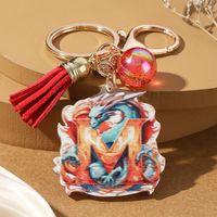 Casual Simple Style Letter Dragon Arylic 3d Print Tassel Plating Gold Plated Bag Pendant Keychain sku image 12