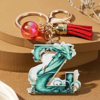 Casual Simple Style Letter Dragon Arylic 3d Print Tassel Plating Gold Plated Bag Pendant Keychain sku image 22