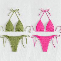 Mujeres Color Sólido Juego De 2 Piezas Bikinis Traje De Baño main image 1