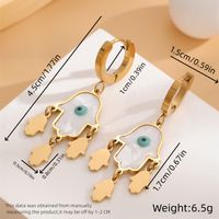 1 Pair Retro Eye Plating Inlay 304 Stainless Steel Resin Shell 18K Gold Plated Drop Earrings main image 2