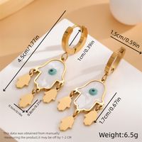 1 Pair Retro Eye Plating Inlay 304 Stainless Steel Resin Shell 18K Gold Plated Drop Earrings sku image 1