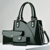 Women's Medium Pu Leather Solid Color Vintage Style Classic Style Bucket Zipper Bag Sets sku image 2