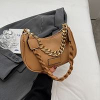 Women's Medium Pu Leather Solid Color Preppy Style Classic Style Dumpling Shape Zipper Shoulder Bag sku image 3