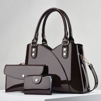 Women's Medium Pu Leather Solid Color Vintage Style Classic Style Bucket Zipper Bag Sets sku image 6