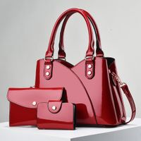 Women's Medium Pu Leather Solid Color Vintage Style Classic Style Bucket Zipper Bag Sets sku image 3