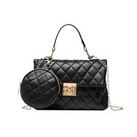 Women's Small Pu Leather Solid Color Vintage Style Classic Style Square Lock Clasp Handbag main image 5