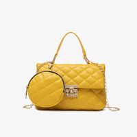 Women's Small Pu Leather Solid Color Vintage Style Classic Style Square Lock Clasp Handbag sku image 4