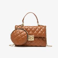 Women's Small Pu Leather Solid Color Vintage Style Classic Style Square Lock Clasp Handbag sku image 6