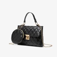 Women's Small Pu Leather Solid Color Vintage Style Classic Style Square Lock Clasp Handbag main image 3