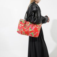 Women's Large Nylon Color Block Streetwear Bucket Zipper Shoulder Bag main image 5