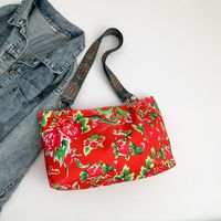 Women's Large Nylon Color Block Streetwear Bucket Zipper Shoulder Bag sku image 1