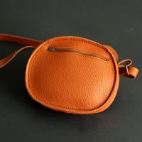Boy's Pu Leather Solid Color Cute Round Zipper Shoulder Bag main image 3