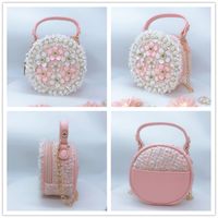 Kid's Small Pu Leather Plush Color Block Vintage Style Classic Style Round Zipper Shoulder Bag main image 2