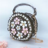 Kid's Small Pu Leather Plush Color Block Vintage Style Classic Style Round Zipper Shoulder Bag sku image 3