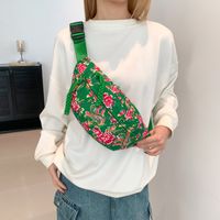 Women's Nylon Flower Vintage Style Classic Style Sewing Thread Square Zipper Shoulder Bag sku image 2