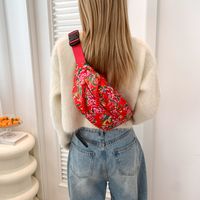 Women's Nylon Flower Vintage Style Classic Style Sewing Thread Square Zipper Shoulder Bag sku image 3
