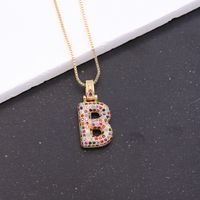 Novelty Letter Copper Plating Inlay Zircon 18k Gold Plated White Gold Plated Unisex Pendant Necklace main image 5