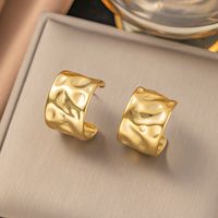 1 Pair Vintage Style C Shape Polishing Plating 304 Stainless Steel 18K Gold Plated Ear Studs main image 1