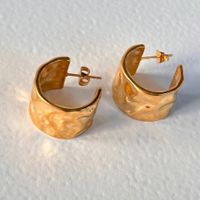 1 Pair Vintage Style C Shape Polishing Plating 304 Stainless Steel 18K Gold Plated Ear Studs main image 4