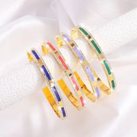 Style Simple Lignes Acier Inoxydable Émail Incruster Zircon Bracelet main image 5