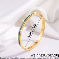 Simple Style Lines Stainless Steel Enamel Inlay Zircon Bangle main image 2