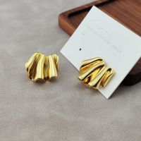 1 Paar Einfacher Stil Einfarbig Überzug Kupfer Vergoldet Ohrringe sku image 1