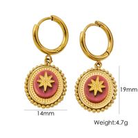 1 Pair British Style Color Block Oval Plating Inlay 304 Stainless Steel Natural Stone 14K Gold Plated Drop Earrings sku image 1