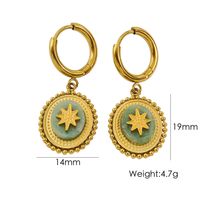 1 Pair British Style Color Block Oval Plating Inlay 304 Stainless Steel Natural Stone 14K Gold Plated Drop Earrings sku image 2