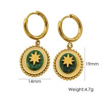 1 Pair British Style Color Block Oval Plating Inlay 304 Stainless Steel Natural Stone 14K Gold Plated Drop Earrings sku image 3
