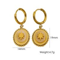 1 Pair British Style Color Block Oval Plating Inlay 304 Stainless Steel Natural Stone 14K Gold Plated Drop Earrings sku image 4