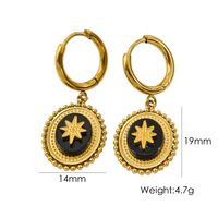 1 Pair British Style Color Block Oval Plating Inlay 304 Stainless Steel Natural Stone 14K Gold Plated Drop Earrings sku image 5