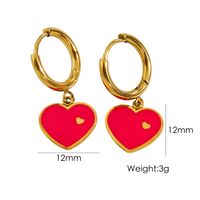 1 Pair Elegant Heart Shape Enamel Plating 304 Stainless Steel 14K Gold Plated Drop Earrings sku image 1