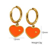 1 Pair Elegant Heart Shape Enamel Plating 304 Stainless Steel 14K Gold Plated Drop Earrings sku image 2
