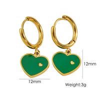 1 Pair Elegant Heart Shape Enamel Plating 304 Stainless Steel 14K Gold Plated Drop Earrings sku image 3
