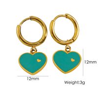 1 Pair Elegant Heart Shape Enamel Plating 304 Stainless Steel 14K Gold Plated Drop Earrings sku image 4