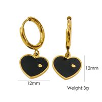 1 Pair Elegant Heart Shape Enamel Plating 304 Stainless Steel 14K Gold Plated Drop Earrings sku image 5