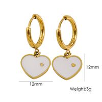 1 Pair Elegant Heart Shape Enamel Plating 304 Stainless Steel 14K Gold Plated Drop Earrings sku image 6