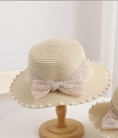 Women's Simple Style Solid Color Bowknot Wide Eaves Straw Hat sku image 3